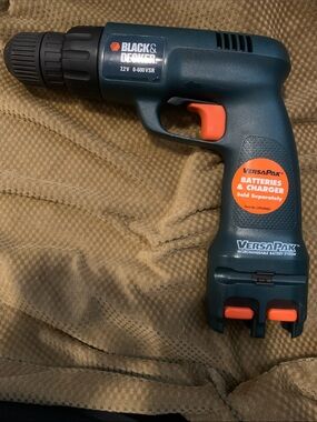 Black & Decker cordless drill with orange accents